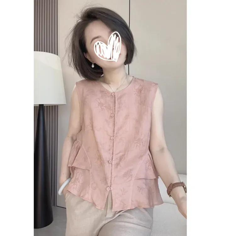 大掌柜推荐《罗衣》夏季薄款单排扣中式马甲纯色小衫