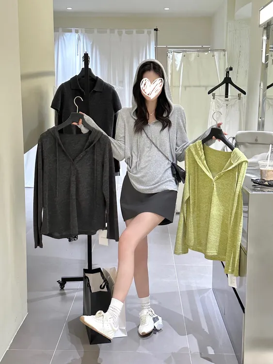 2025秋季新款韩系甜美软糯纯色半开襟连帽罩衫宽松小衫女长袖上衣