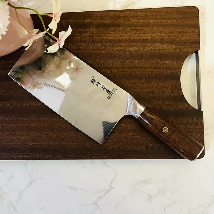 【黔叶刀匠】家用大马士革钢瑞典纯净粉末钢RWL34高硬度藏品菜刀