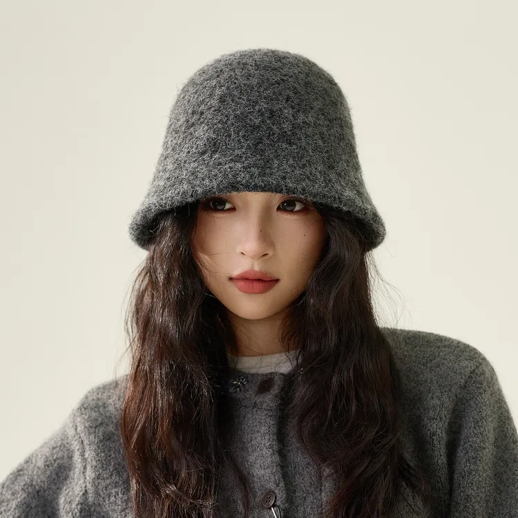 冬季羊毛渔夫帽子女复古百搭保暖加厚户外休闲气质冬季水桶盆帽潮
