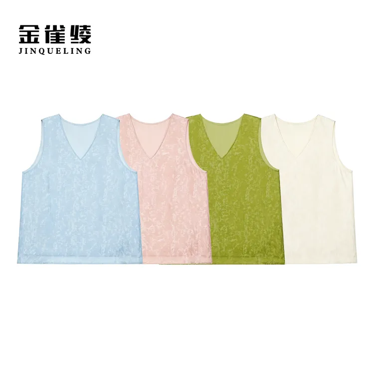金雀绫【焕彩琉璃】新中式提花扎染工艺加宽加大背心SZBT315