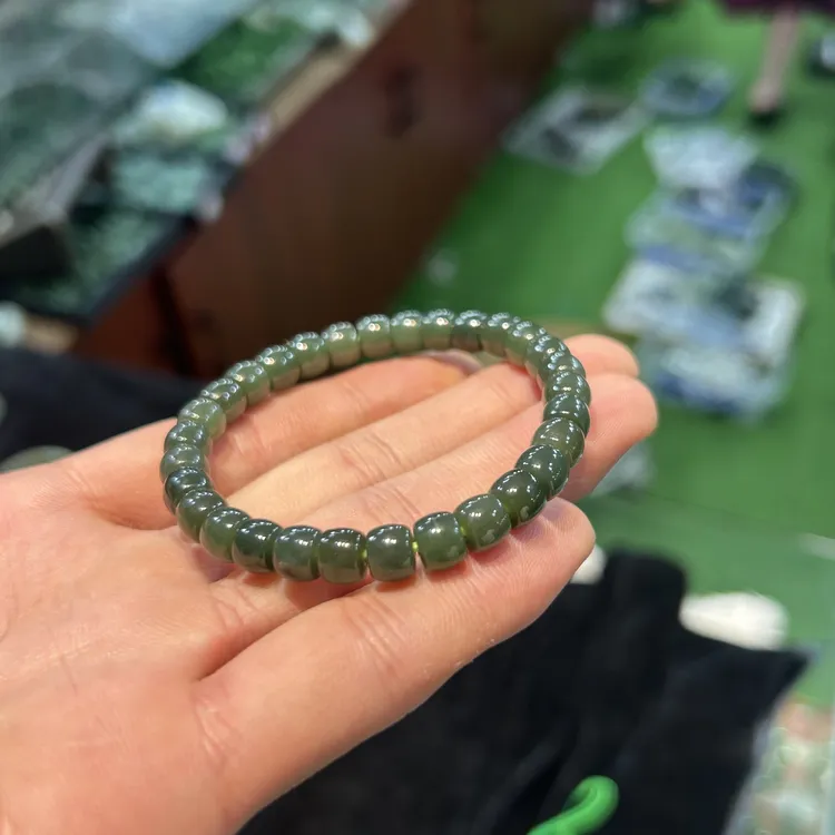 【潜珑珺】XC-8019和田玉新疆且末蓝直切手串