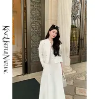 KUN【今田美樱】迷人大方 定制白色系肌理香风钉扣吊带裙穿搭套装