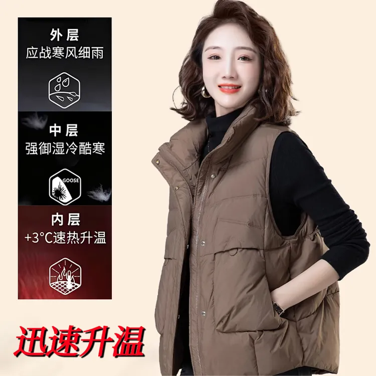 羽绒背心马甲女2025新款秋冬洋气妈妈装短款外穿时尚百搭显瘦坎肩