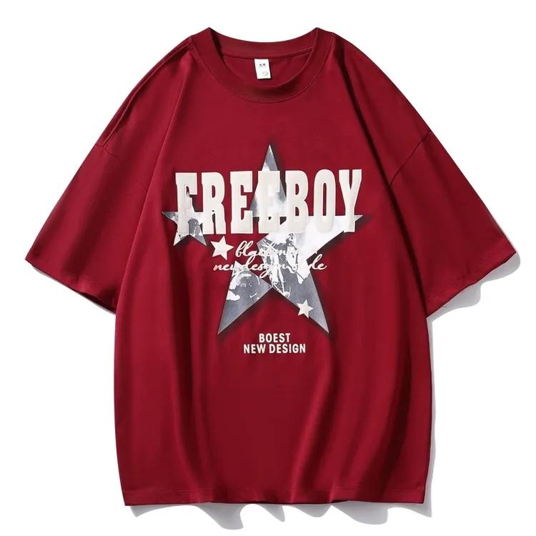 夏季百搭短袖t恤男生港风新款舒适透气休闲帅气男装潮流印花宽松