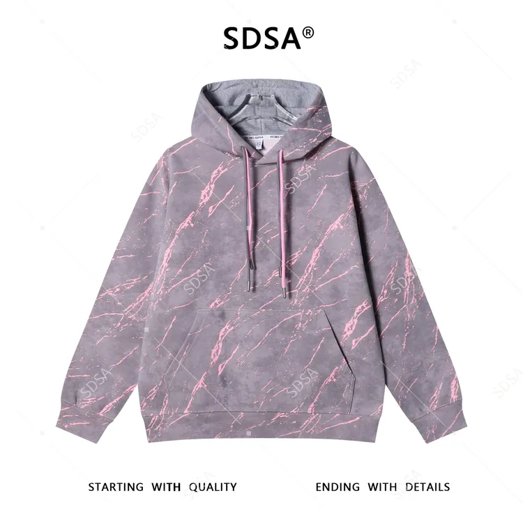 SDSA男士秋冬新款痞帅男装时尚撞色割破连帽卫衣百搭时尚上衣套头