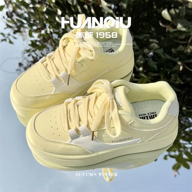 HUANQIU/环球百搭厚底潮流运动休闲板鞋女鞋2025新款校园风增高鞋