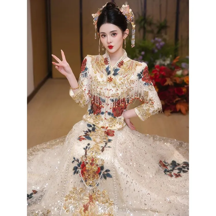 香槟色秀禾服新娘重工高级奢华2025新款结婚出阁服龙凤褂中式婚服