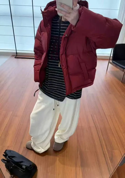 秋原瞳-鹅绒服宽松型保暖防水短款纯色女女士女款加厚休闲