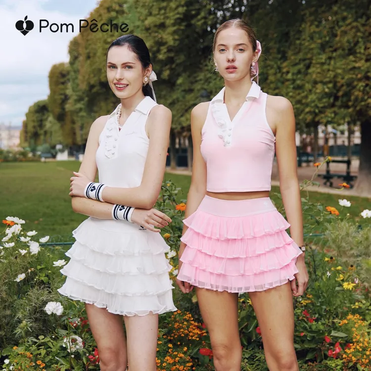 蛋糕裙运动短裙含安全裤网纱跑步马拉松网球羽毛球半身裙PomPeche