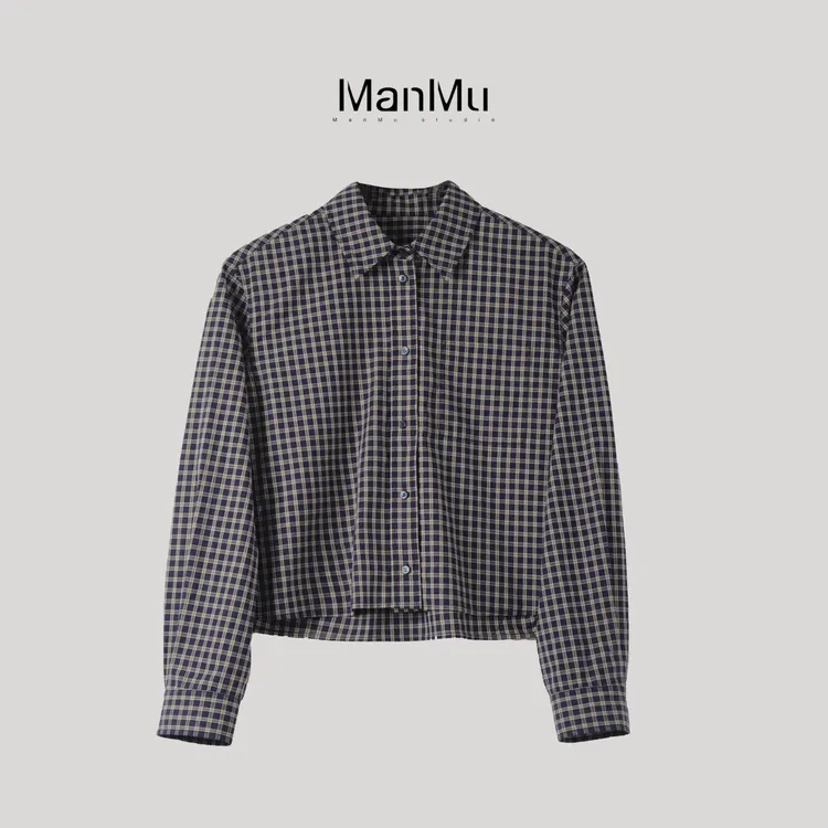 满目ManMu【张琪专属】老钱风秋季纯棉时尚百搭衬衫350135