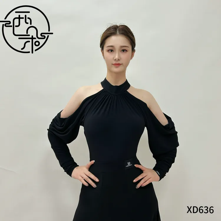 西朵舞服褶皱露背气质款摩登舞女士新品练功服上衣XD636