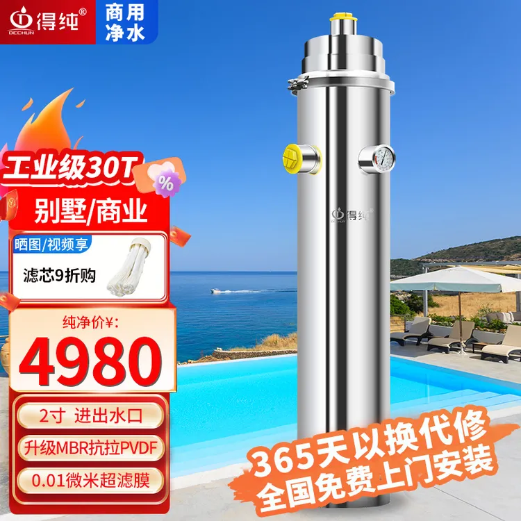 DECHUN/得纯商用净水器大流量全屋过滤器工业用农村井水水塔前置