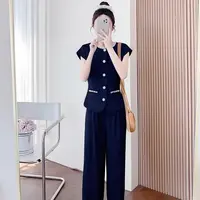 【两件套】时尚新款休闲套装马甲修身显瘦马甲夏季通勤两件套D3178