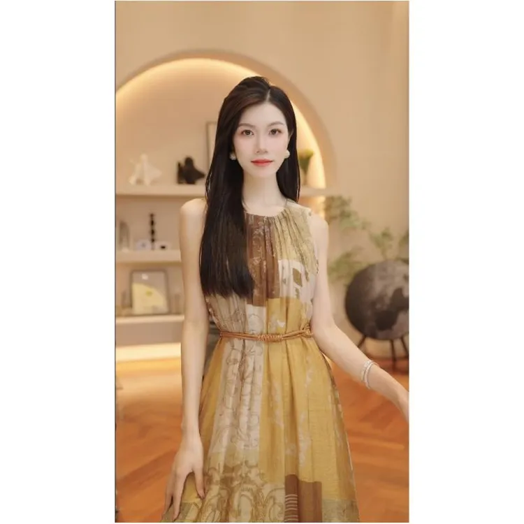 THE MENG【回廊】凉感天丝度假风显瘦时尚气质出游连衣裙#M252G0387