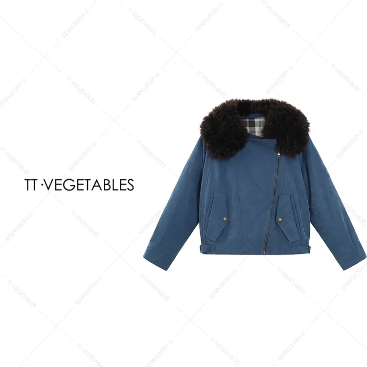 噢芬/小个子【淳茉】鹅绒羊毛翻领纯色保暖羽绒服外套522787