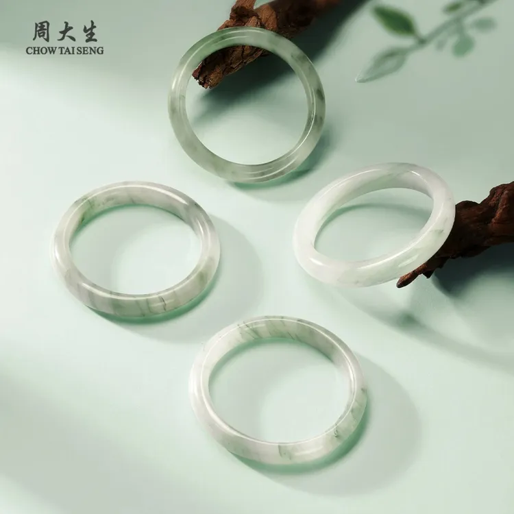 Chow Tai Seng/周大生【经典百搭】人间烟火天山翠手镯一对一选货