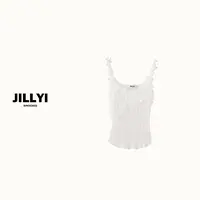 JILLYI【茉莉微香】白色花朵流苏工艺吊带背心重工时尚百搭
