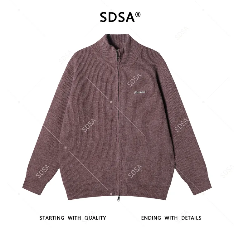 SDSA男士秋冬新款痞帅男装潮牌潮牌字母立领拉链针织衫时尚毛衣