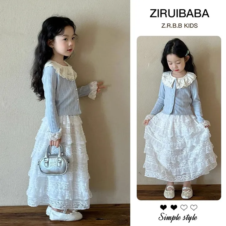 洋气时髦女童装2025新款小女孩春秋半身裙套装儿童秋季生日公主裙