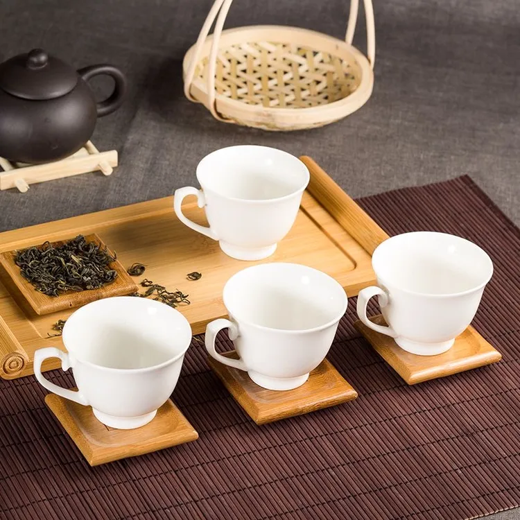 耐高温纯白色陶瓷带把小茶杯子防烫功夫茶杯家用办公酒店茶具小杯