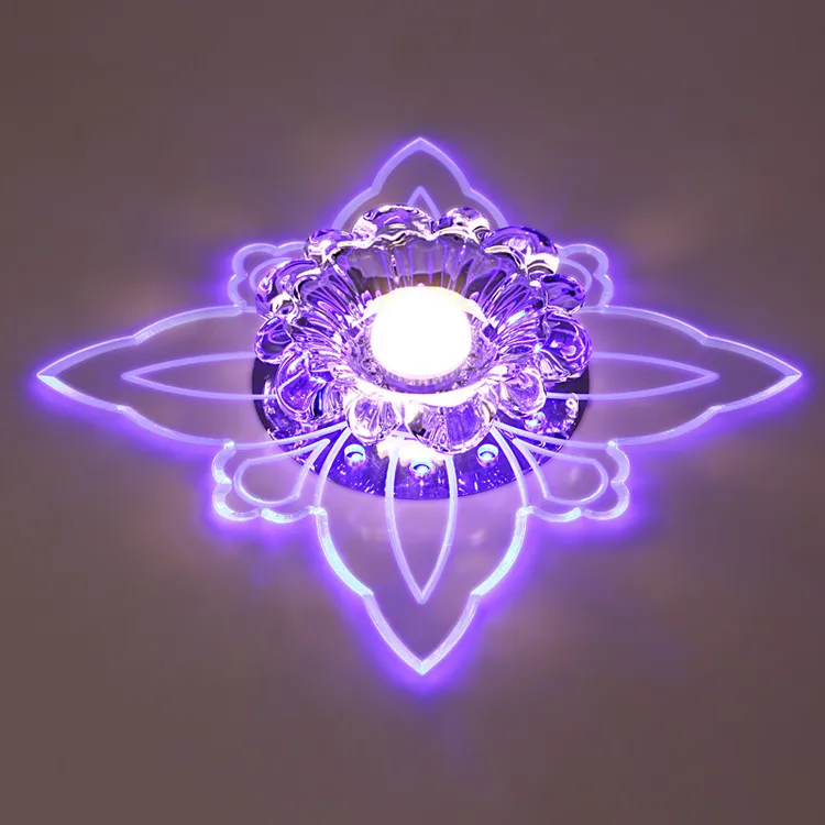 方形玄关led过道灯门厅灯客厅新品射灯灯具吸顶水晶走廊灯七彩