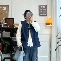 YZJ【老友记】秋季大码新款实穿百搭气质休闲宽松牛仔马甲上衣外套