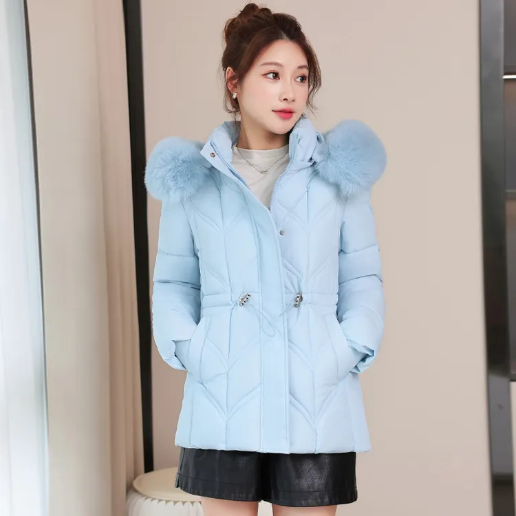 秋冬季女士小棉袄收腰新款棉衣时尚毛领厚外套洋气百搭保暖女棉服