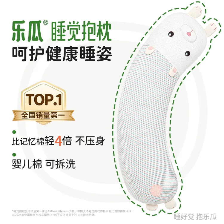 乐瓜【乐趴兔】人体工程学睡觉抱枕可拆洗透气夹腿侧睡专用床上抱枕