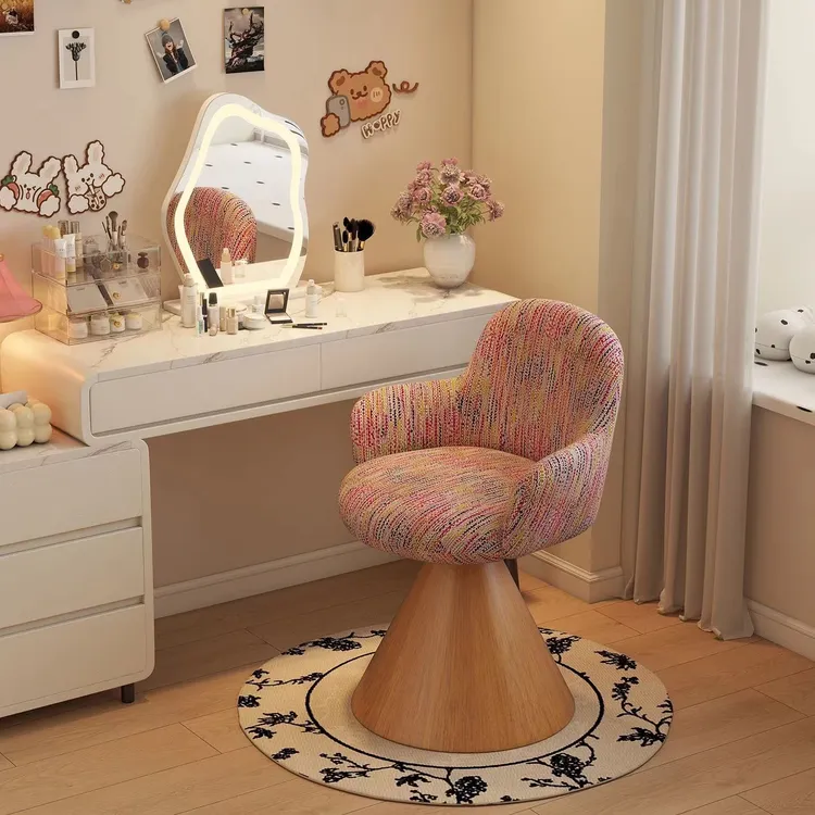 卧室轻奢化妆椅北欧高级化妆凳可旋转靠背梳妆台凳子家用梳妆凳椅