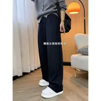 【慕斯】韩式窄版高腰抽绳垂感弯刀裤女秋季新款时尚百搭显瘦长裤