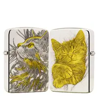 ZIPPO打火机正品/镀银鎏金-1941仰望星空睡猫DYJ1
