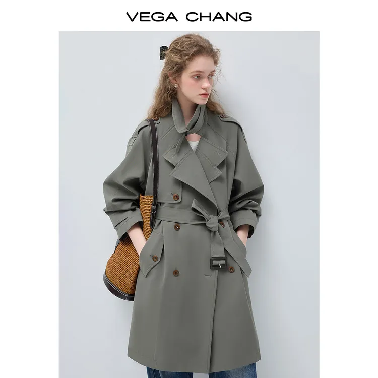 VEGA CHANG【绿松石】莱赛尔廓形风衣女2026新款春经典外套0444JJ商品图