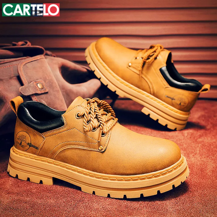 卡帝乐鳄鱼鞋子男款时尚百搭潮流2025新款秋季潮鞋男马丁靴大黄靴