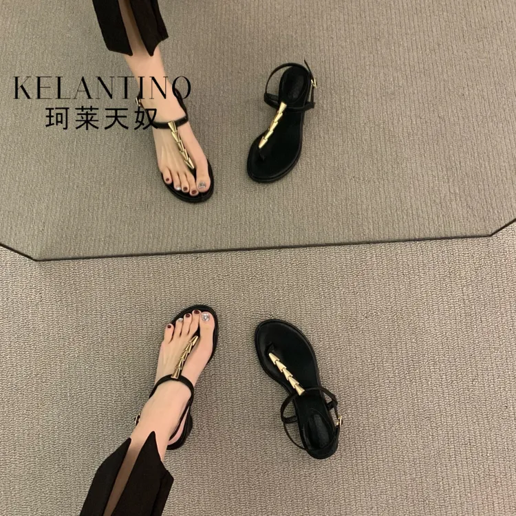 珂莱粗跟夹脚小众高级感凉鞋仙女鞋子2025年新款夏季中跟配裙子罗