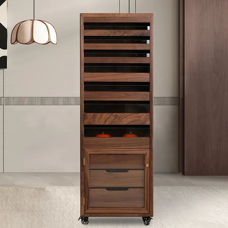 【北美黑胡桃木】【牙科柜】实木多层高端新中式办公室茶具收纳储物柜