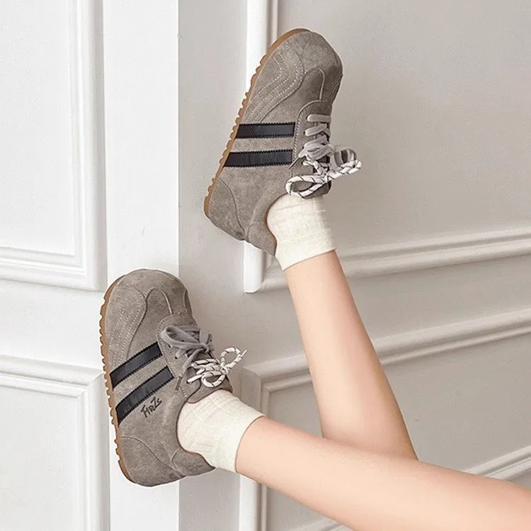 小个子休闲鞋2025年春秋新款面包德训鞋拼色时尚百搭厚底增高轻奢