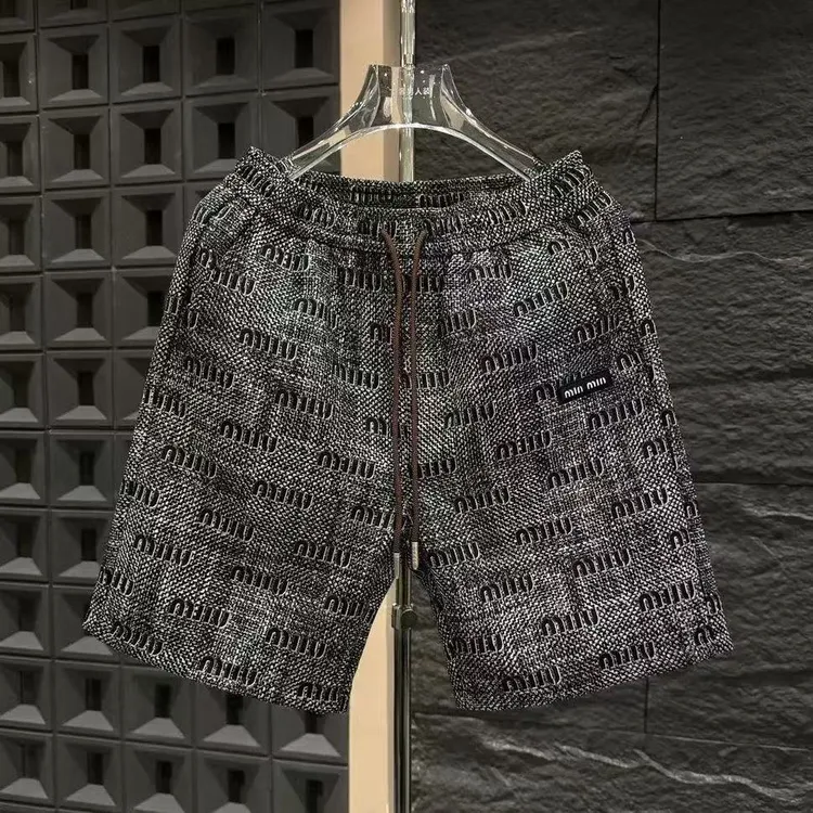 夏季轻奢满辐钢印小标复古做旧短裤男潮牌嘻哈美式hiphop五分裤子