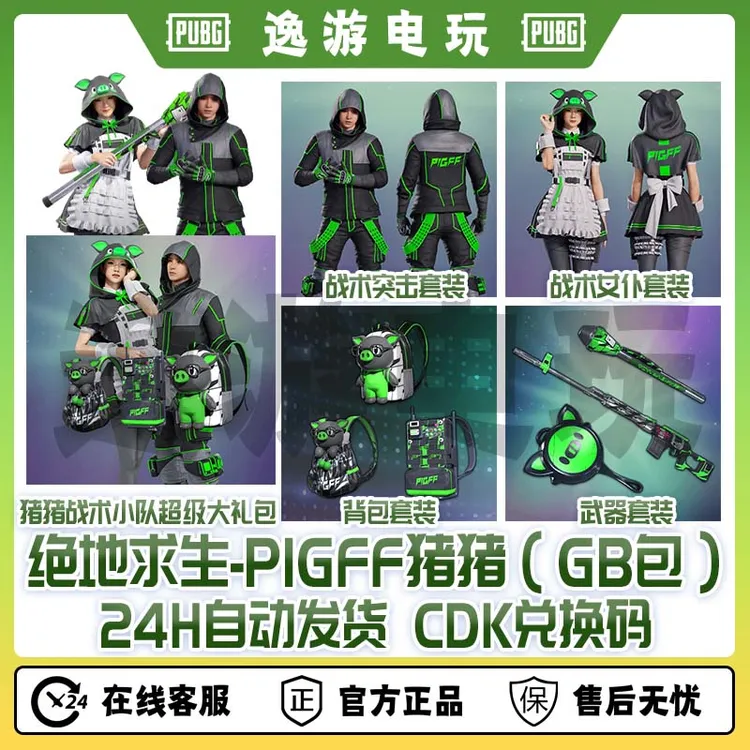 steamPUBG绝地求生朱芳芳联名PIGFF猪猪战术小队兑换码cdk【GB包】