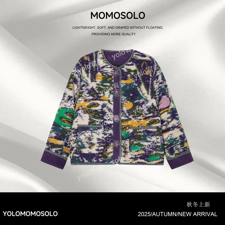 •醉仙居•2025秋冬羊羔毛毛呢混织花朵定制90白鸭绒羽绒外套259547