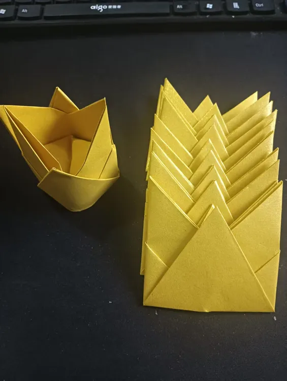 六角锭多钟规格双面留金传统手工折纸