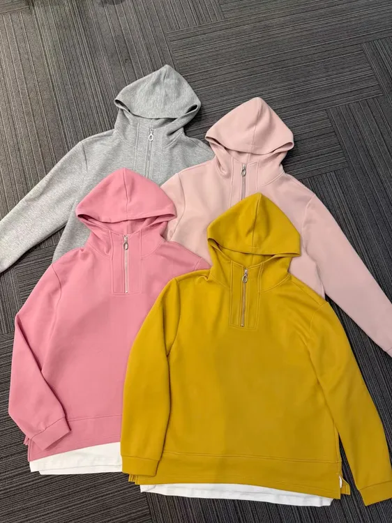 熙薇【薄霜覆野】2025早秋新款时尚休闲假两件长款卫衣H3924