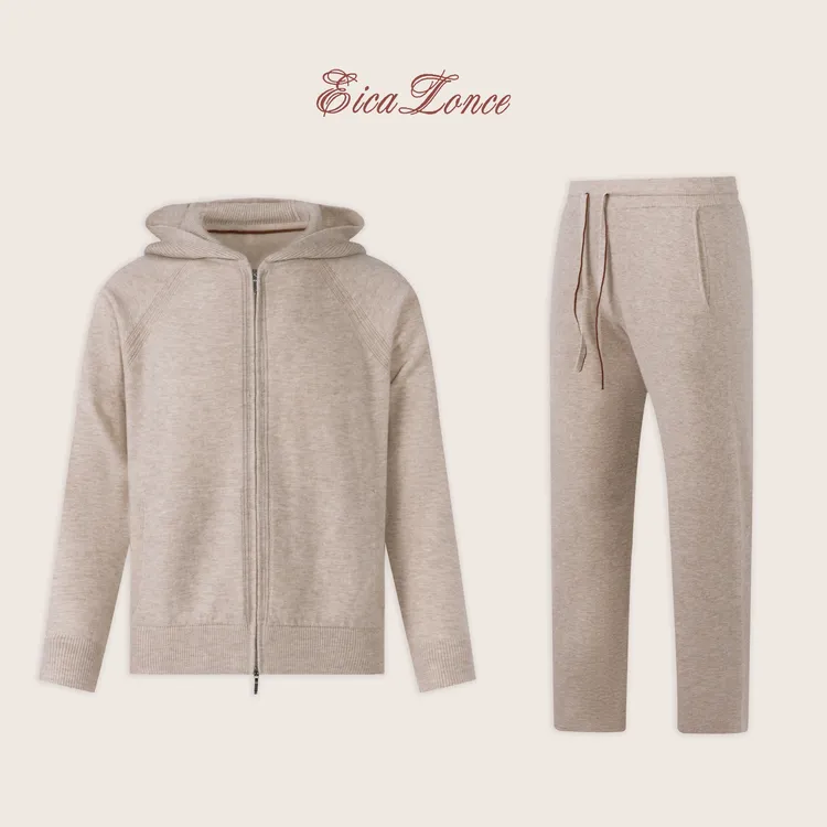 意卡伦萨 意大利LP同款 国王的礼物定制纱线超细羊毛精纺连帽套装