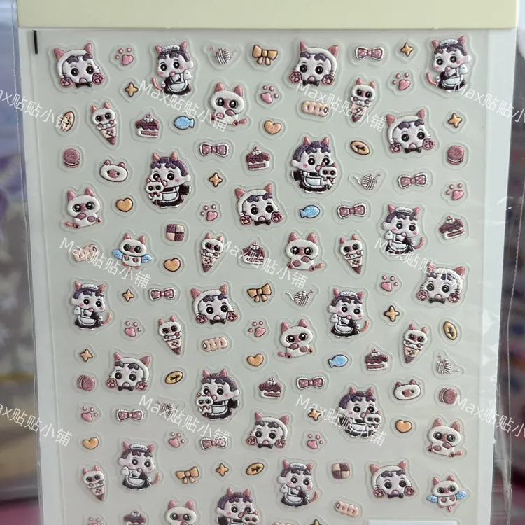 蜡笔小新可爱浮雕三丽鸥美甲贴纸diy指甲贴创意手账手机壳素材