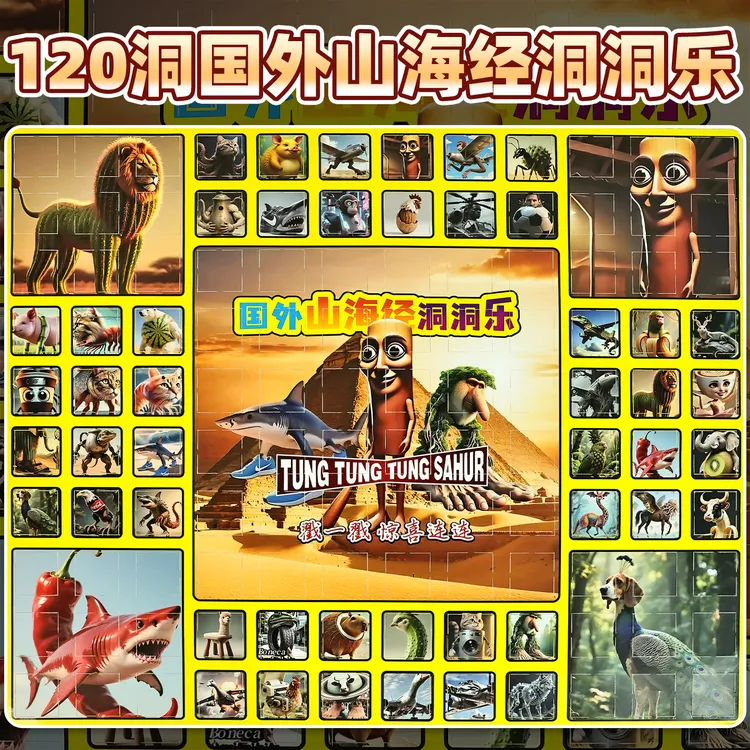 山海经120洞外国AI山海经洞洞乐盲盒男孩子盲盒洞洞乐拉布布盲盒