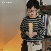 现货「MINI AUTUMN」【咖米】首尔棉女小童休闲长袖条纹T恤BQ53157