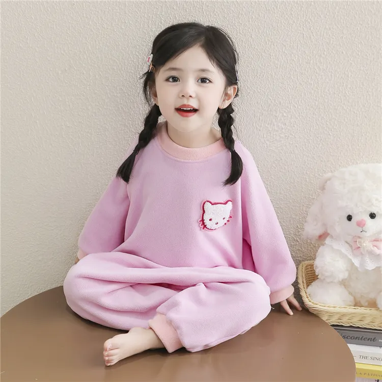 儿童睡衣奥利绒秋冬款连体睡袋女童宝宝防着凉保暖家居服小童爬服