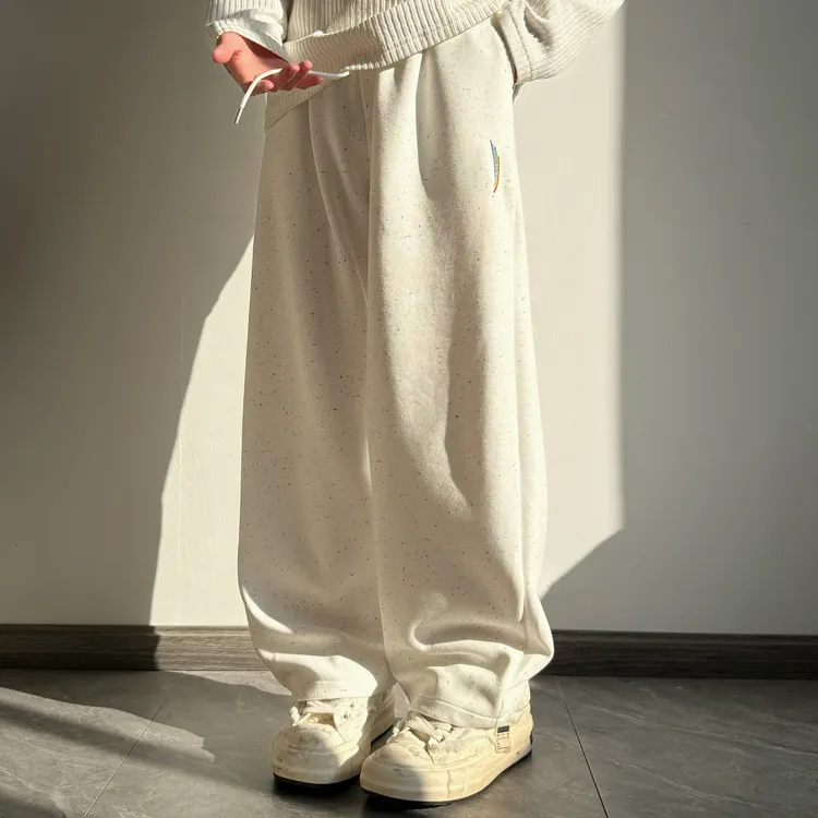 2026春季新款满天星重磅弯刀卫裤男美式刺绣裤潮流宽松阔腿长裤