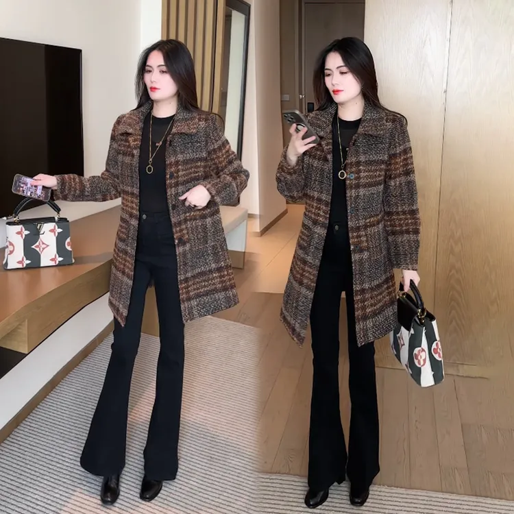 毛呢外套秋冬2025新款今年流行时尚洋气质冬装中长款女装呢子大衣