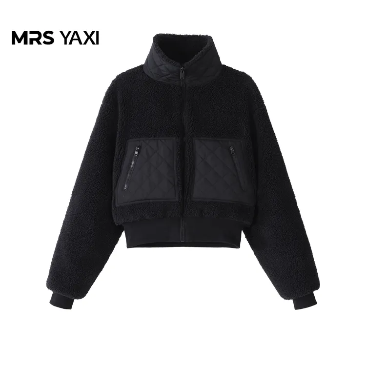 Mrsyaxi颗粒绒拼接短外套运动上衣YX5121701